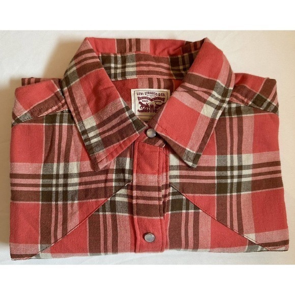 Levi Strauss‎ & Co. LS Western Plaid Pearlsnap Buttonfront Shirt Size S - Picture 10 of 15